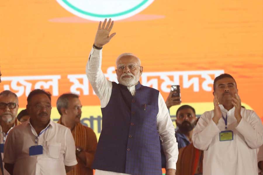 Prime Minister Narendra Modi at a political meeting
